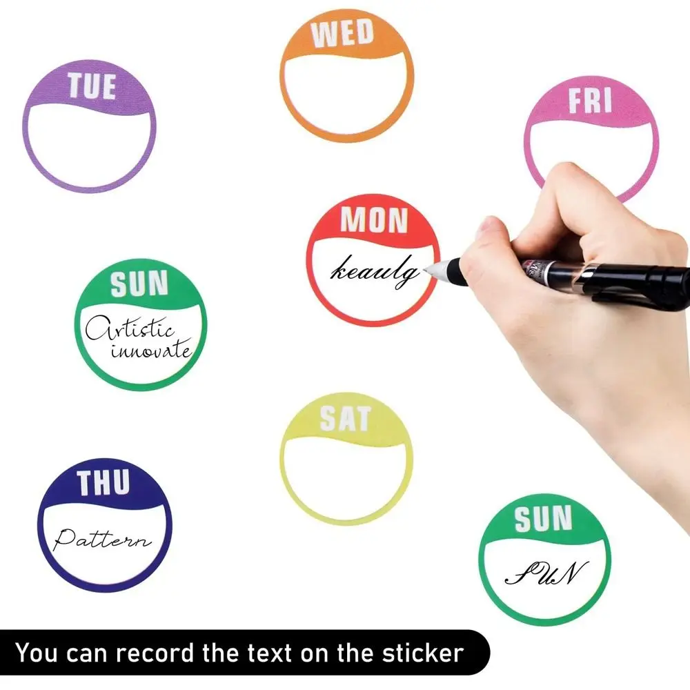 New Paper Week Stickers 500 Pcs Removable Date Stickers Food Containers Self-Adhesive Food Packaging Dots Label Kitchen