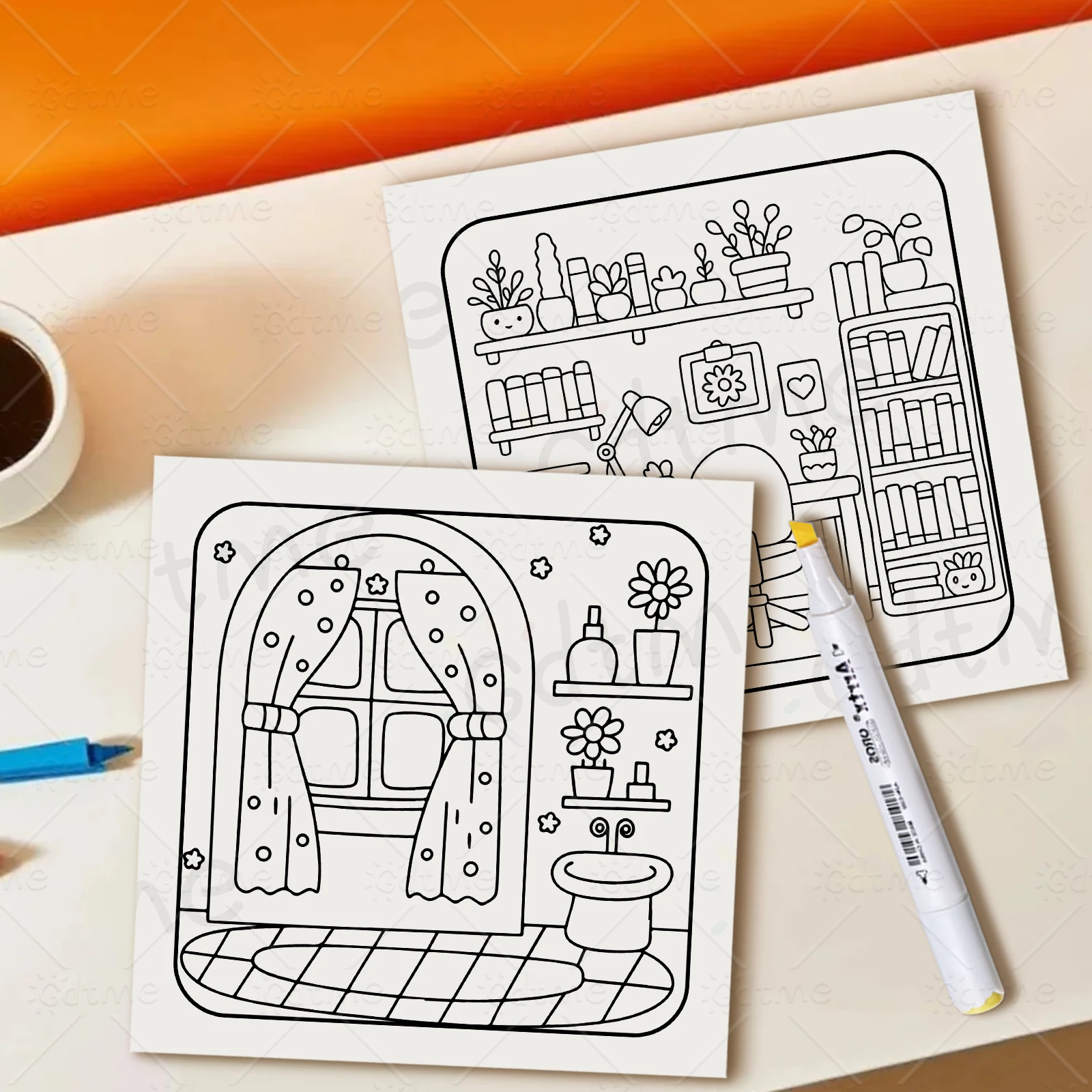 Cozy Home Coloring Book for Adults Featuring Cartoon Bold-easy Patterns for Relaxation Kids DIY Painting Drawing Books