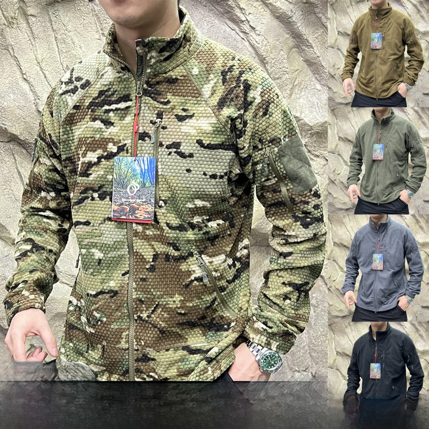 

Тактическая серия, сотовые частицы, теплый Fce, уличный, осенне-зимний, функциональный, термосредний слой, украшение на молнии Jaet