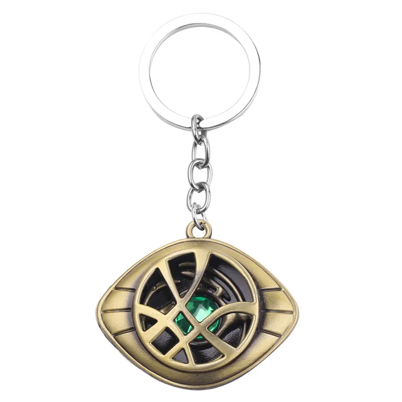 Marvel Avengers Doctor Strange Infinity Time Stones Keychain Eye of Agamotto Metal Keyring Men and Women Car Key Chain Jewelry