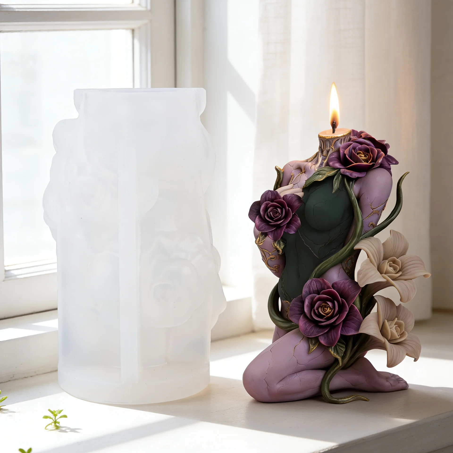 

Силиконовая форма для 3D цветочной лозы на теле, для эпоксидной смолы, для изготовления ароматических свечей, гипсовых украшений, набор для изготовления свечей