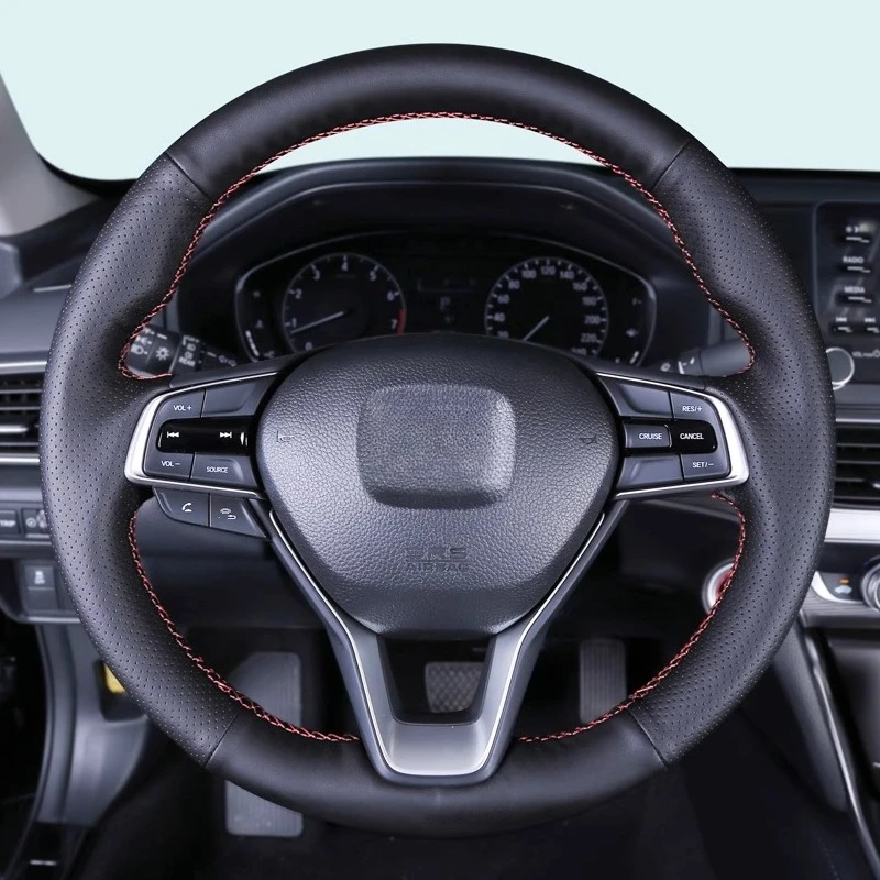 

DIY Hand Sewn Leather Steering Wheel Cover For Honda 10th Accord Odyssey Civic CR-V Elysion XR-V Vezel Car Interior Accessories