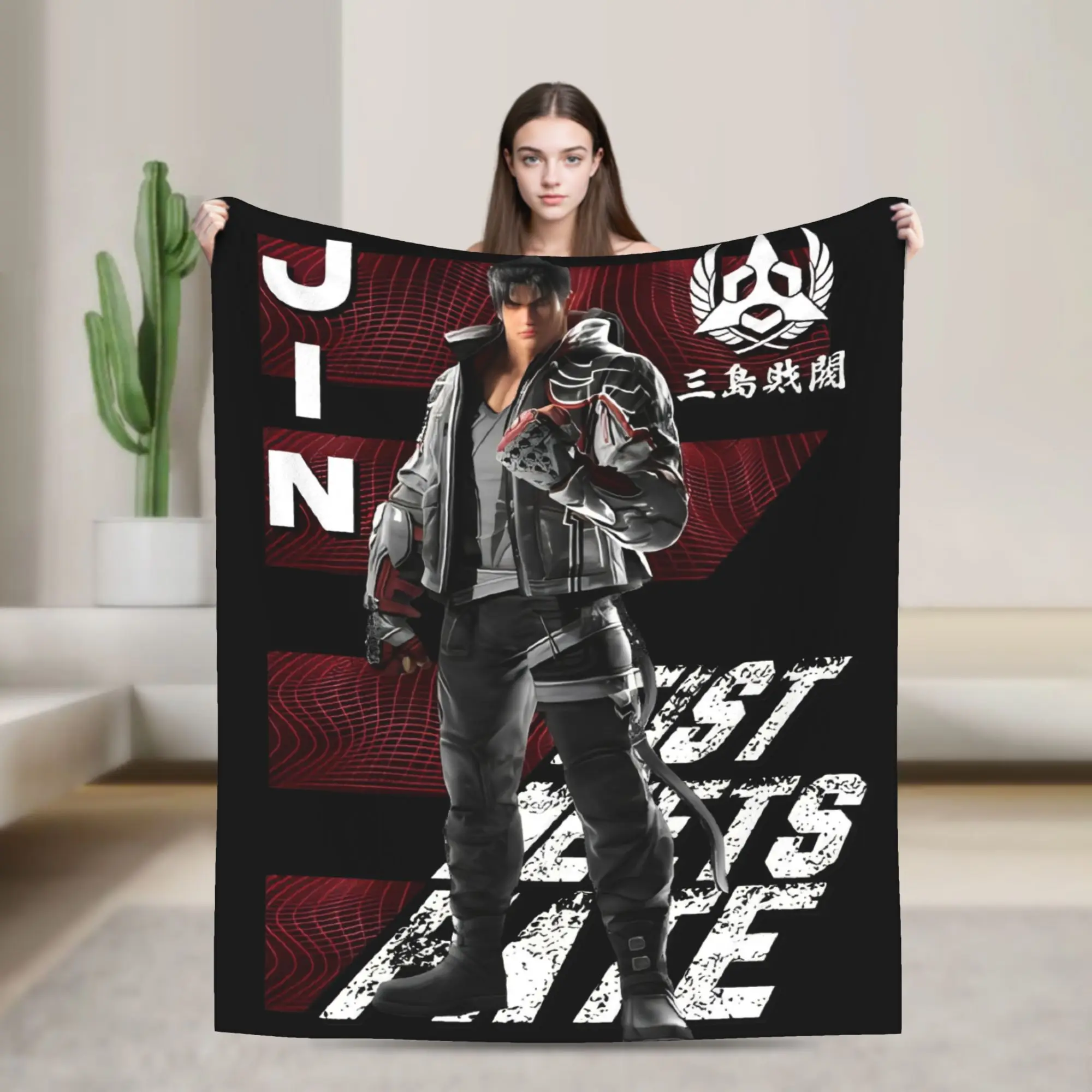 

Джин Казама Теккен 8. Вязаное одеяло для видеоигр, фланелевые пледы, постельные принадлежности, диван, персонализированное мягкое теплое покрывало,