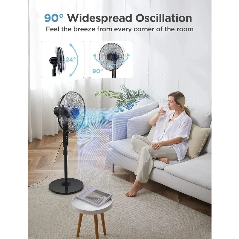 PELONIS ventilatore da pavimento oscillante regolabile in altezza motore cc Ultra silenzioso telecomando ad alta efficienza energetica