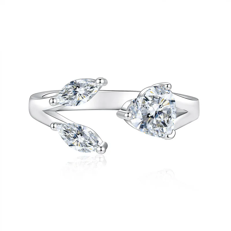 Apexelle Brand Dainty Jewelry 925 Sterling Silver Rings Moissanite Opening Ring For Woman Versatile Jewelry