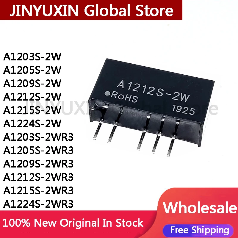 2PCS A1203S-2W A1205S-2W A1209S-2W A1212S-2W A1215S-2W A1224S-2W R3 12V TURN 3.3V 5V 9V 12V 24V SIP-5 2W Izolowany moduł zasilania