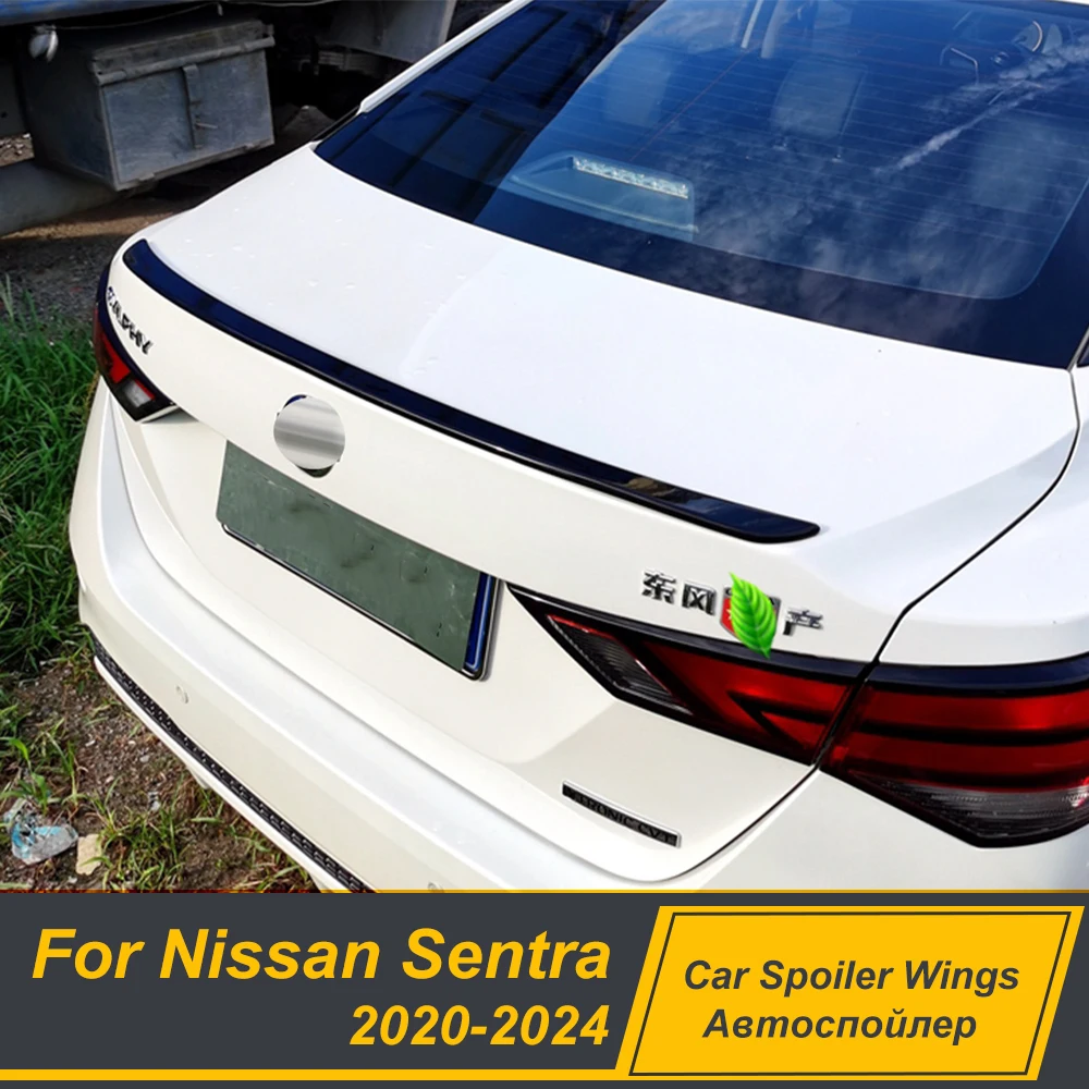 For Nissan Sentra 2020-2024 Rear Trunk Lid Car Spoiler Wing White Black Carbon Printing ABS Plastic Exterior Tuning Accesseries