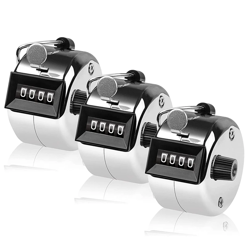 3 Pcs Counter, 4 Digit Clicker Counter, Metal Hand Counter Clicker For Counting Golf Counter