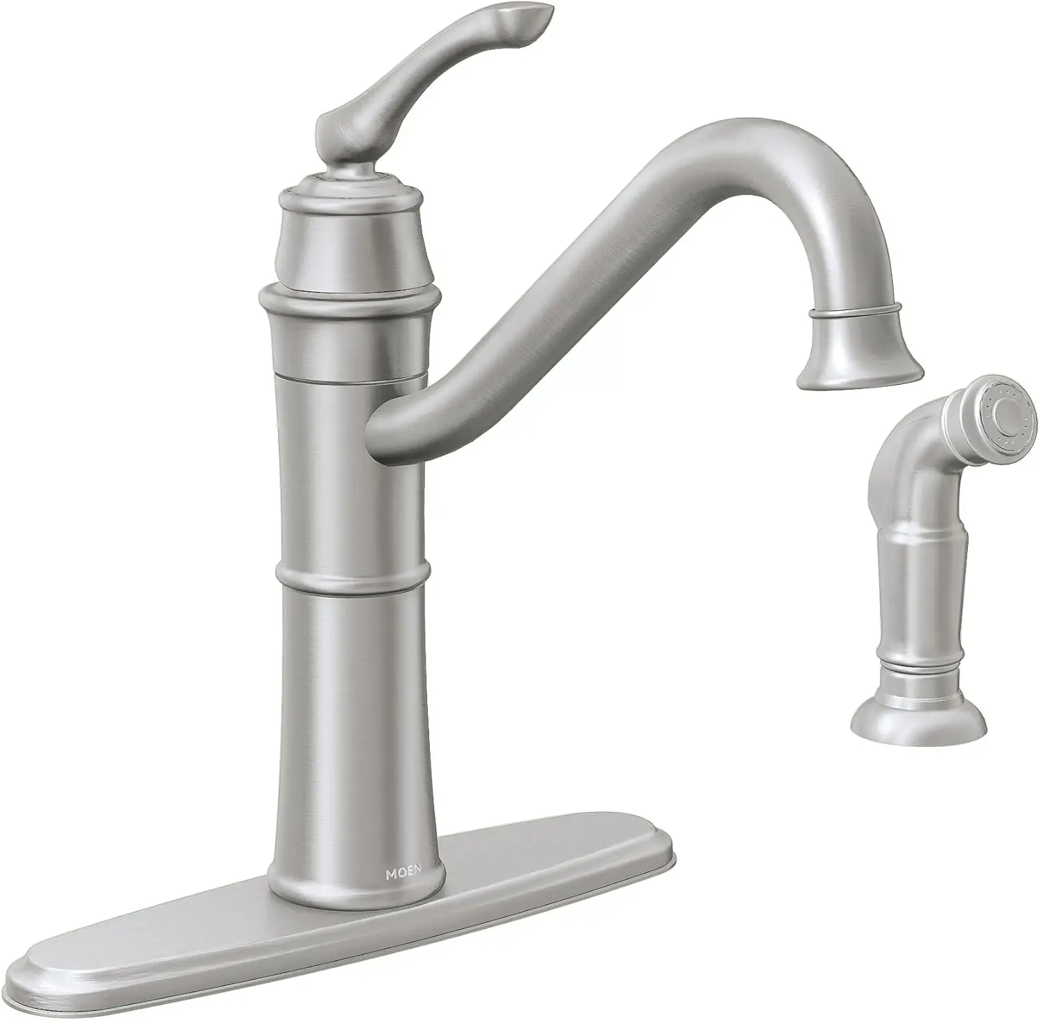 

High-Arc Kitchen Faucet with Side Spray, Spot Resistant Stainless Finish, Easy Install for 2 or 4-Hole Sink
