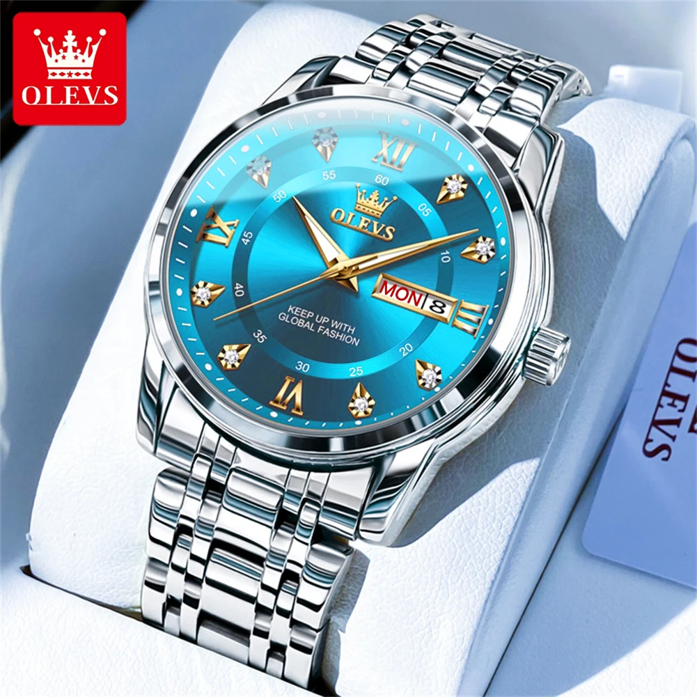 

OLEVS Men's Watches Top Brand Original Quartz Watch for Man Waterproof Luminous Fashion Trend Wristwatch Date Week Daily Dress