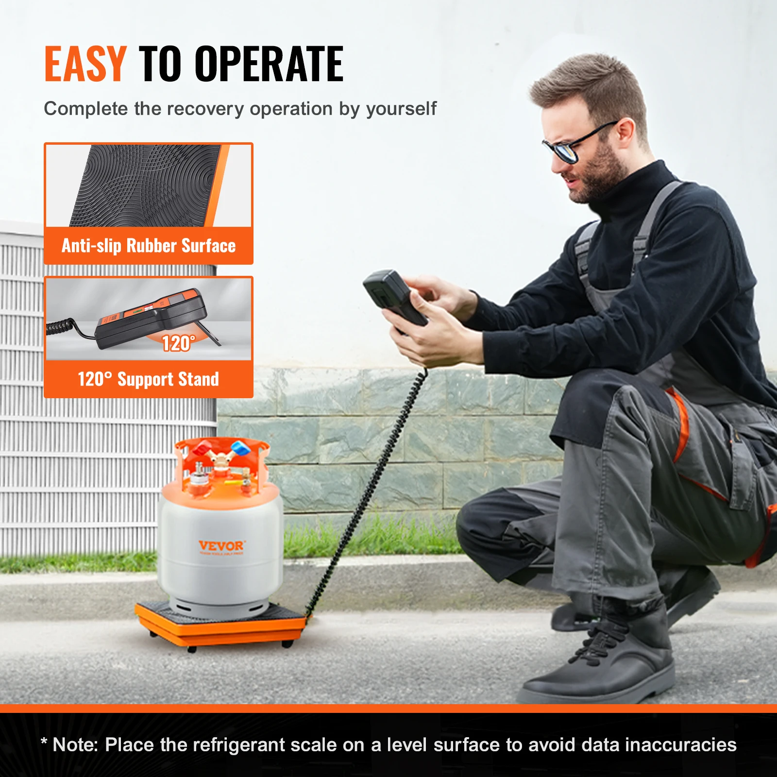 VEVOR Refrigerant Scale 110/220 LBS HAVC Charging Recovery Freon Scale with Wired Remote Control 2/5g High Precision Electronic