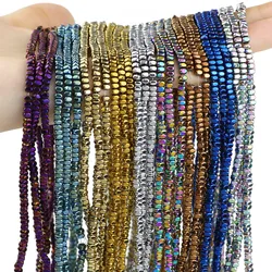 3x2mm 200pcs Gold Plated Hematite Natural Stone Square Spacer Loose Beads For Jewelry Making Bracelets Necklaces DIY Accessories