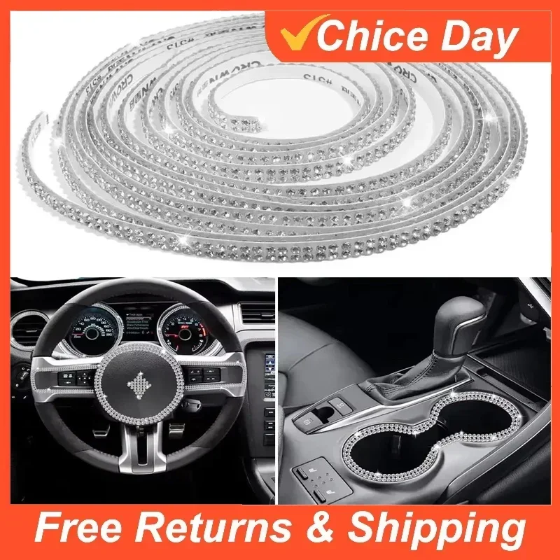 Car DIY Auto Decorative Stickers Crystal Diamond Decoration Accessories Double Rows Stickers Auto Interior Cover