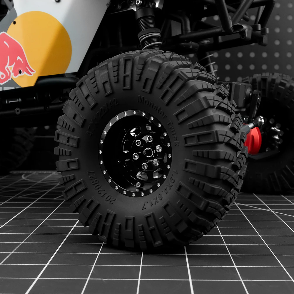 AXSPEED 4個 アルミ合金 1.9インチ ビードロック ホイールリム 32mm Axial SCX10 Wraith TRX-4 D90 1/10 RCクローラーカー アップグレードパーツ用