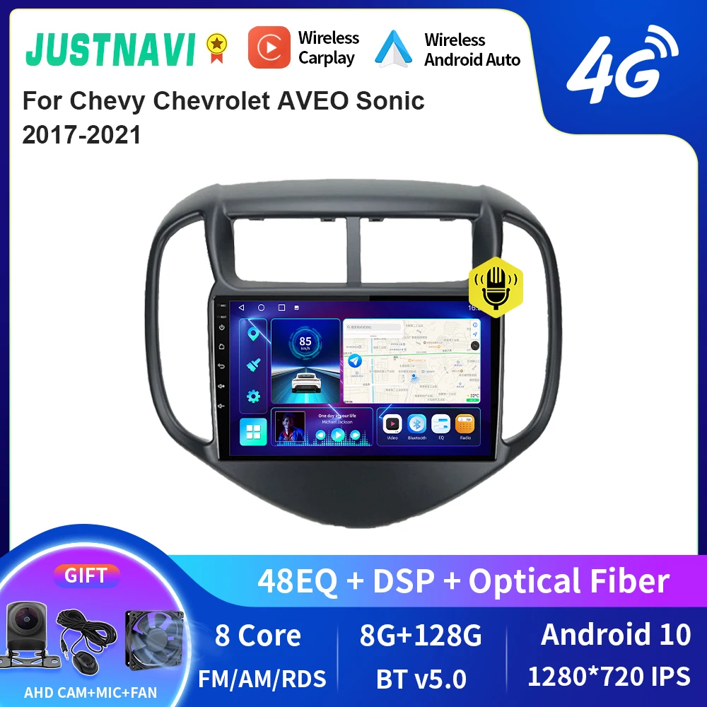 

JUSTNAVI QT10 Car Radio For Chevy Chevrolet AVEO Sonic 2017-2021 Carplay Android Auto DSP Multimedia Video Player GPS Navigation