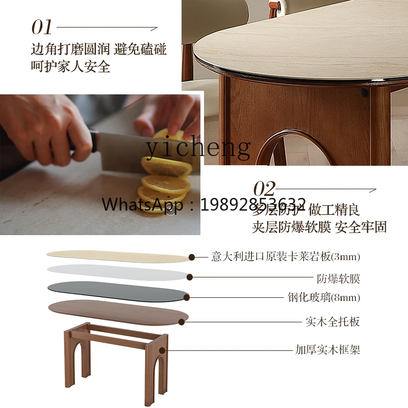 R1  travertine rock slab solid wood dining table French antique restaurant full support baseplate dining table