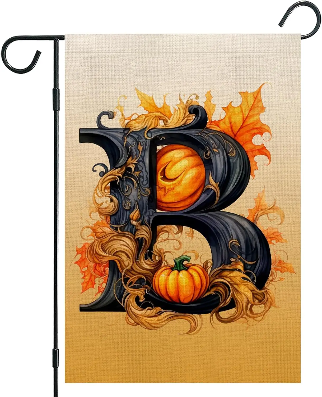 Halloween Letter Fall Leaves Pumpkin Garden Flag Plant Flowers 12 x 18 inch Small Double Sided Readable Yard Signs Vertical  UUM