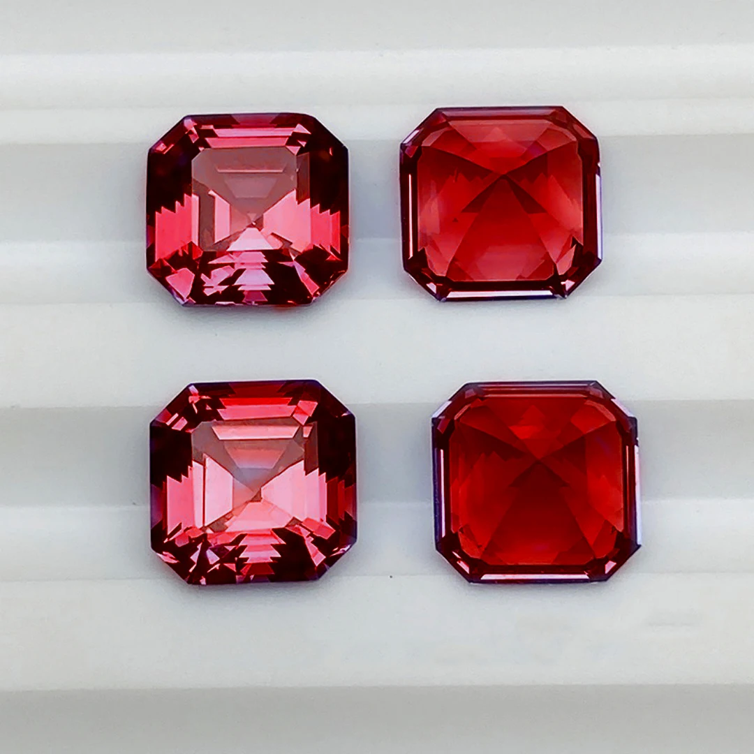 Eme jewe Lab Grown Ruby   Asscher Cut Gemstone for Charms Advanced Jewelry Making Materials  DIY With Certificate