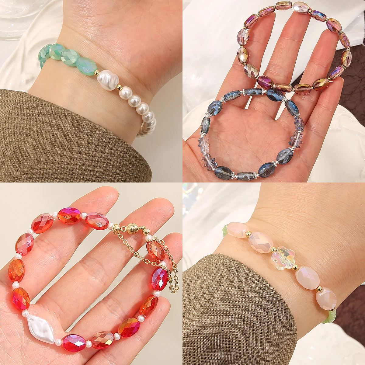 About 10Pcs Cut Transparent Crystal Beads Scattered Beads Handmade DIY Jewelry Bracelet Necklace Accessories Materials