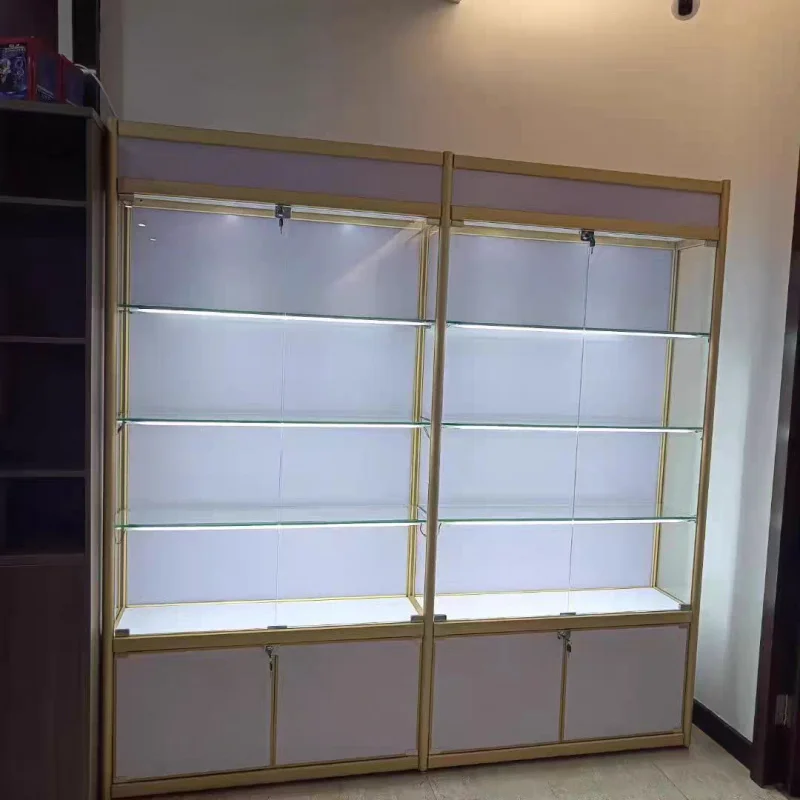 Custom. retail shop Vitrine aus gehärtetem Glas mit LED-Licht geschenken und Sammler vitrine