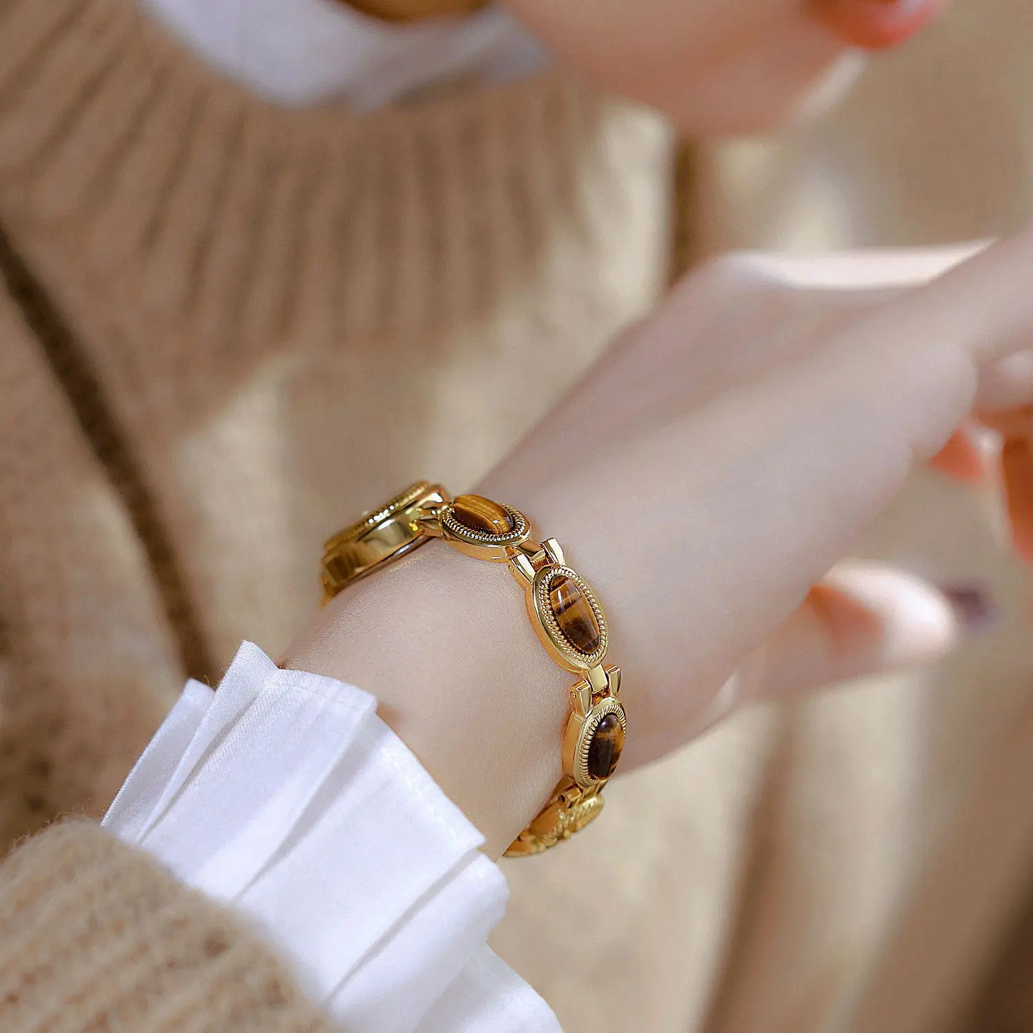 Роскошные брендовые женские часы, кварцевые наручные часы с маленьким овальным циферблатом и нефритовым браслетом, модные ретро-часы для женщин, девочек, подарок