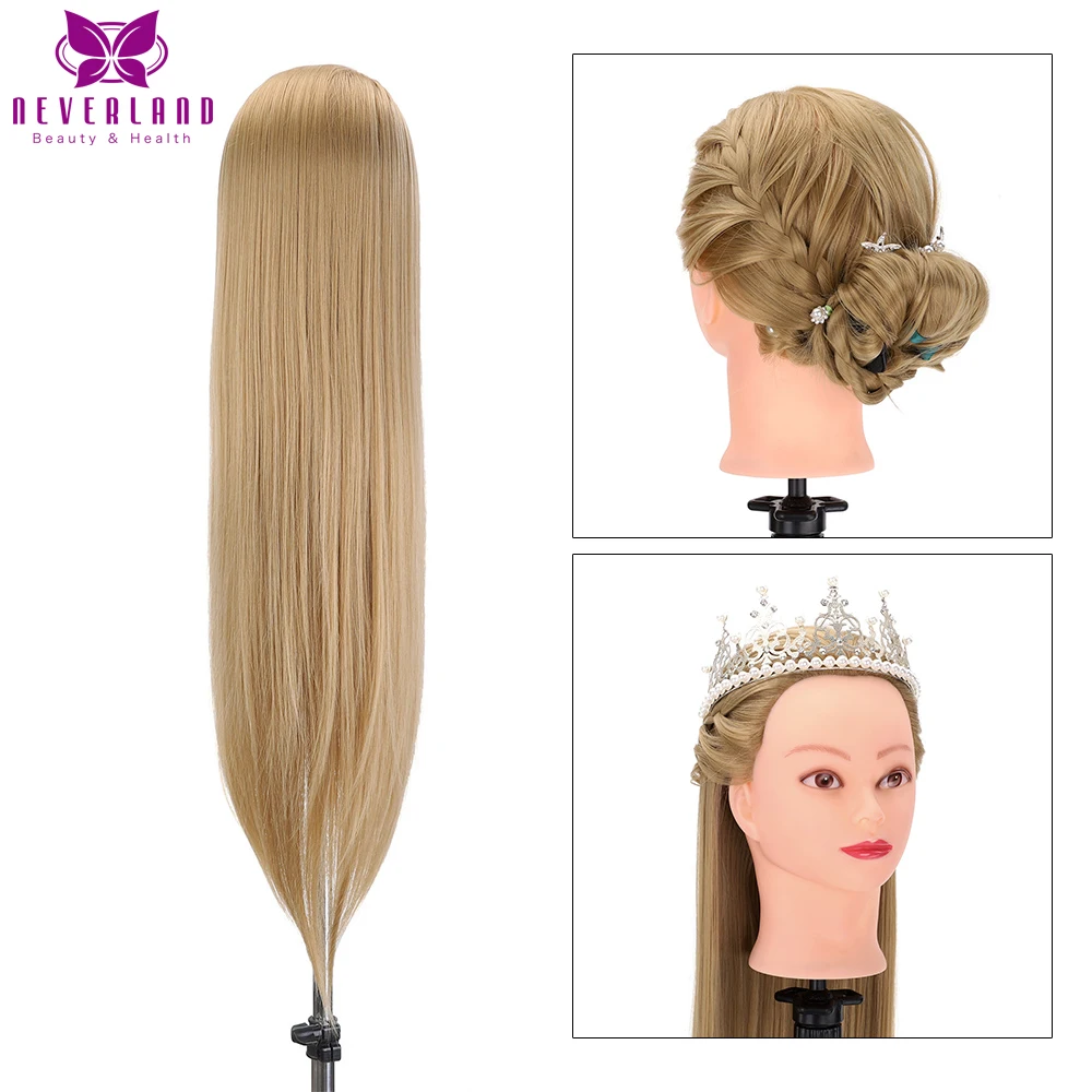 30 Inch Mannequin Head with Hair High Temperature Synthetic Hair Head Dolls Mannequin Hairdressing Training Head Hairstyles