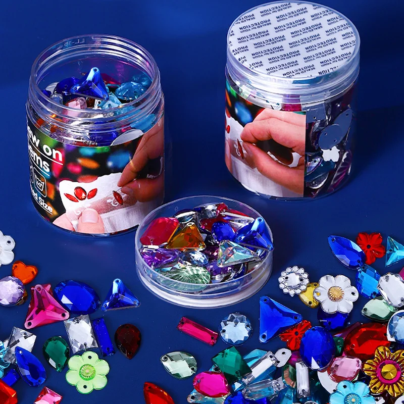 

70g/can Resin Sew on Rhinestones Mixed Shape Flatback Crystal For Clothing Handicrafts Jeans DIY Art Decorative Accessories