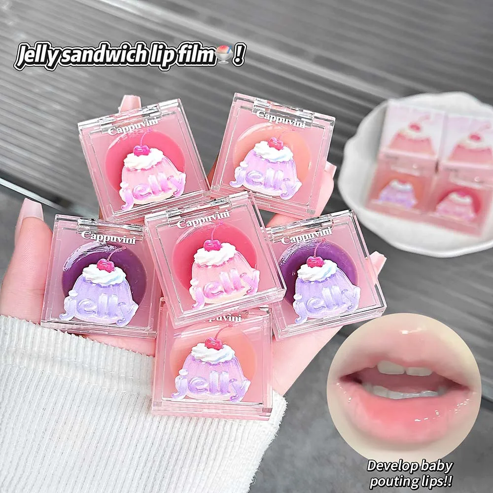 Jelly Sandwich Lip Mask, 2-Color Dual-Use Lip Care Balm, Portable Lip Film for Daily Lip Care, Cute Dessert-Shaped Lip Cosmetics