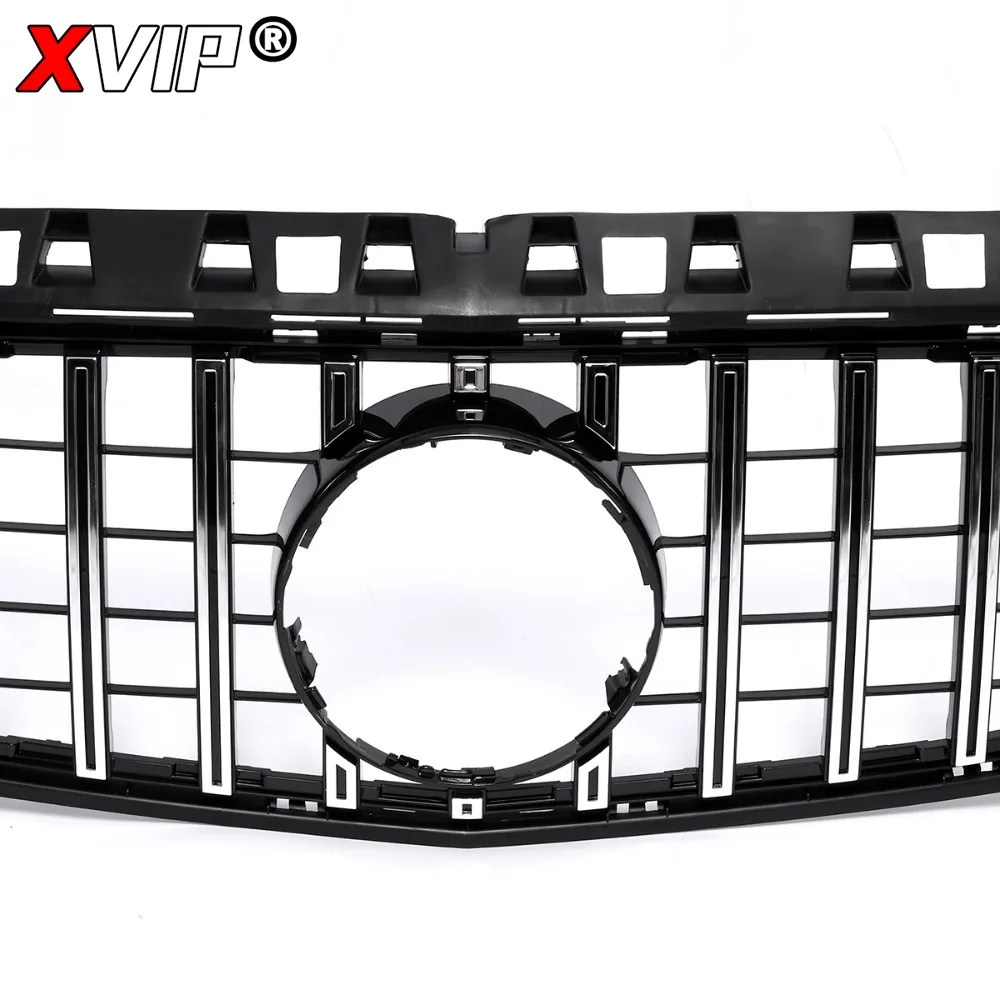XVIP Glossy Black GTR Style Upper Grille Chrome Silver Racing Grille For Mercedes Benz A-Class W176 2013-2015 A180 A200 A250 A45