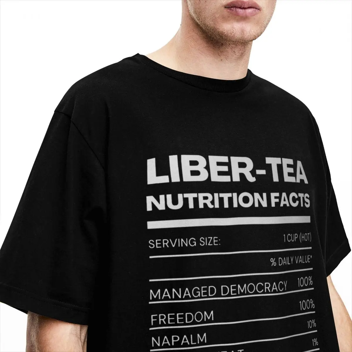 Liber-Tea Nutrition Facts T-Shirt Beach Helldivers 2 Vintage T-Shirts Cotton Harajuku Tee Shirt For Men Short-Sleeve Casual Tees