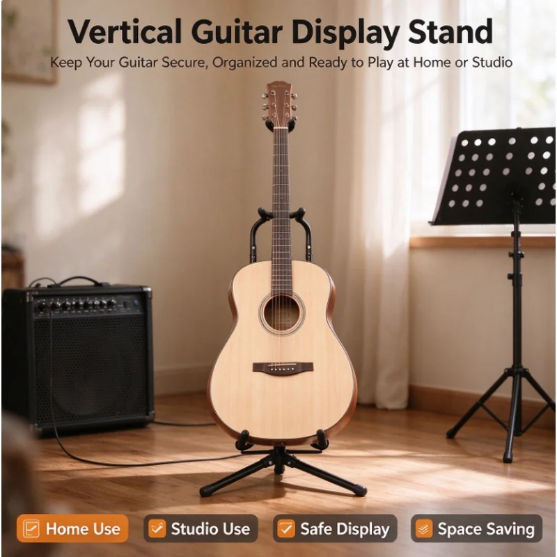 Stocking Stuffers Christmas Gift Universal Portable Guitar Stand Collapsible Single Tripod Safety Lock Compact Design for Travel