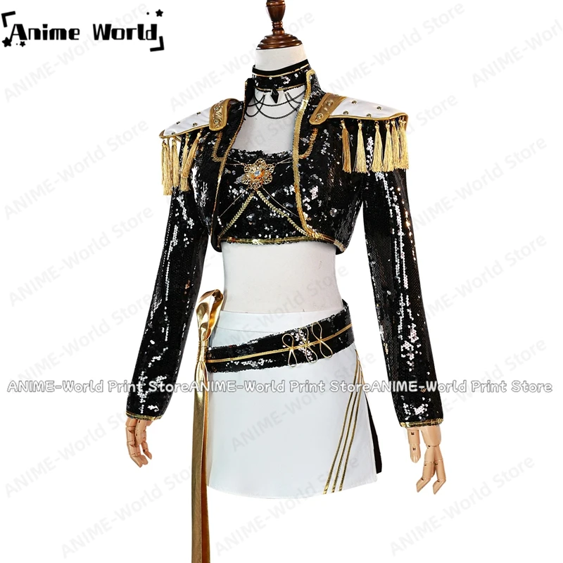 

N KPop Demon Hunters HUNTR/X Zoey Black Golden Dance Outfit European Size Cosplay Costume Halloween Costume