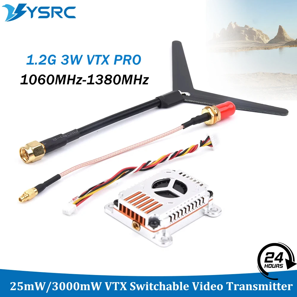 

1.2G 1.2GHz 3W Video Transmitter 25mW/3000mW Adjustable with Y-Type Special Antenna 1.2G 1W/1.6W VTX 8CH VRX For RC Drones Model