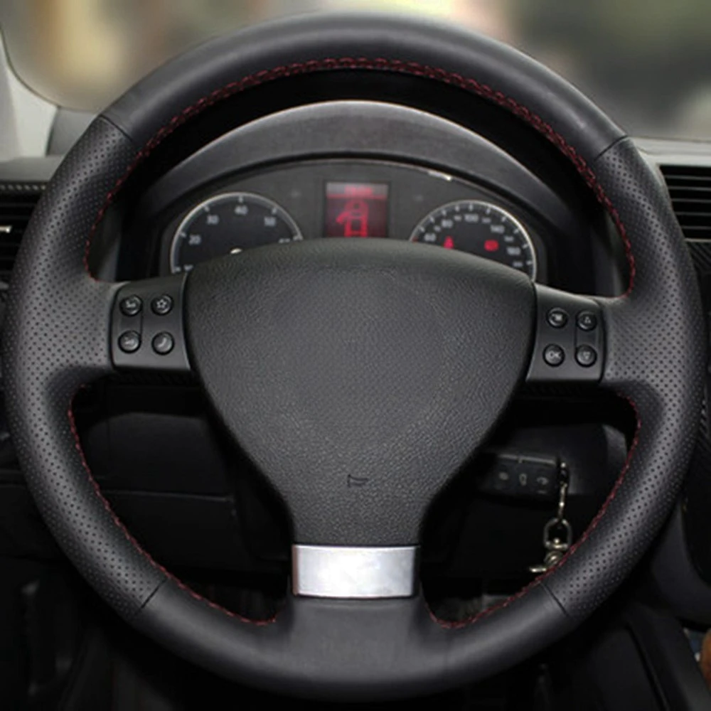 Black Car Steering Wheel Cover Artificial Leather For Volkswagen Passat B6 Golf 5 Mk5 VW Jetta 5 Mk5 Tiguan 2007-2011