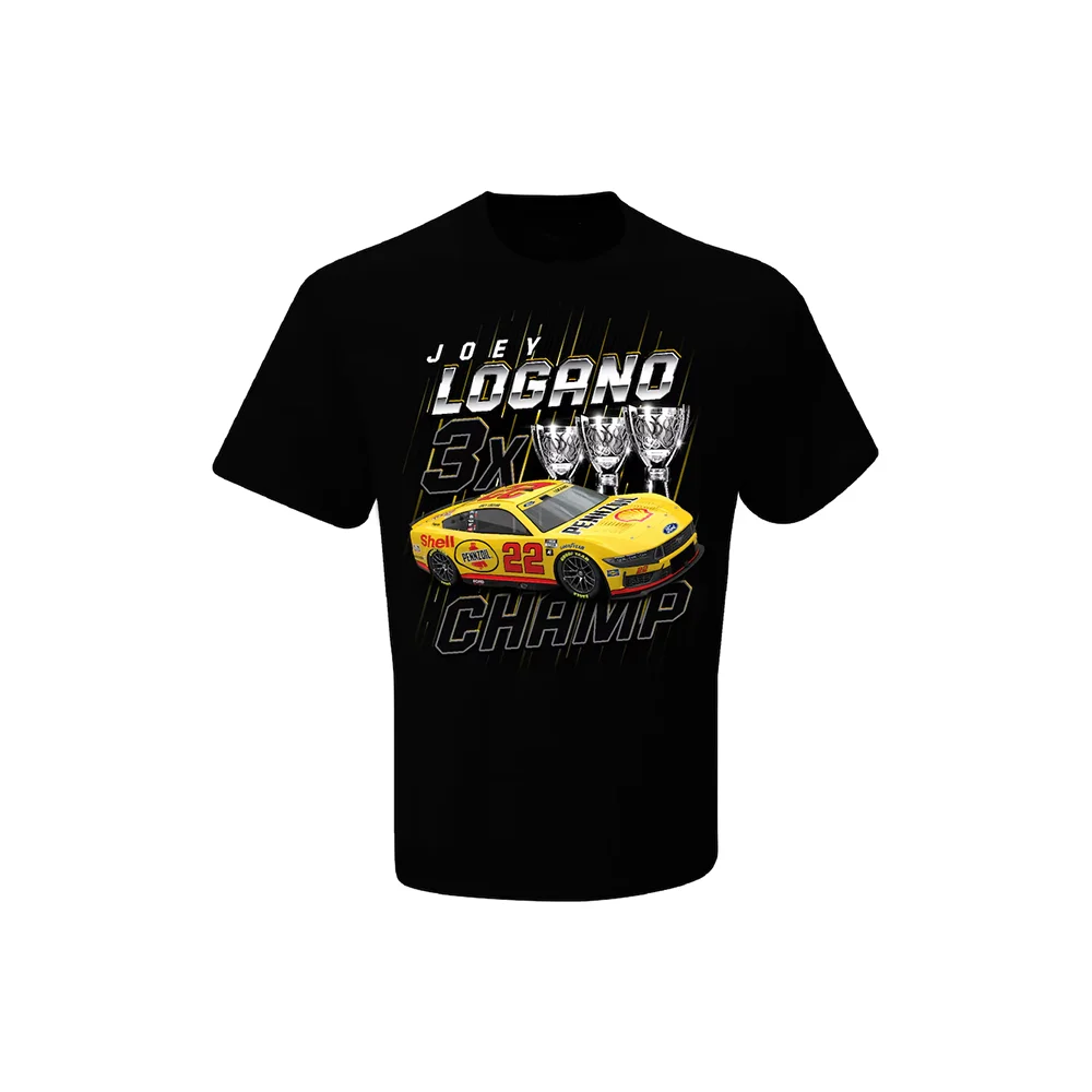 American Racing T-shirt Race Must-have Popular T-shirt Fan Must-have Joey Logano Team Penske Black 2025 Nascar Series T-Shirt