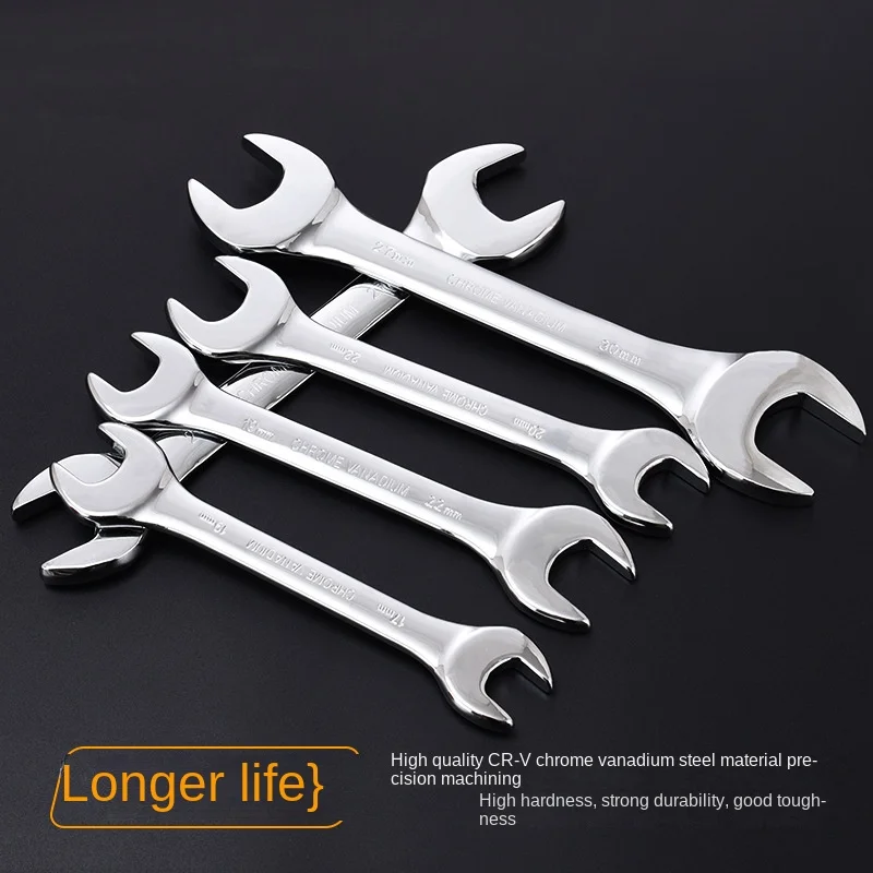 Versatile Double-Ended Wrench Set, Open-End & Box-End, Mirror Finish, Multi-Purpose Spanner, Ideal Automotive Repair Tool