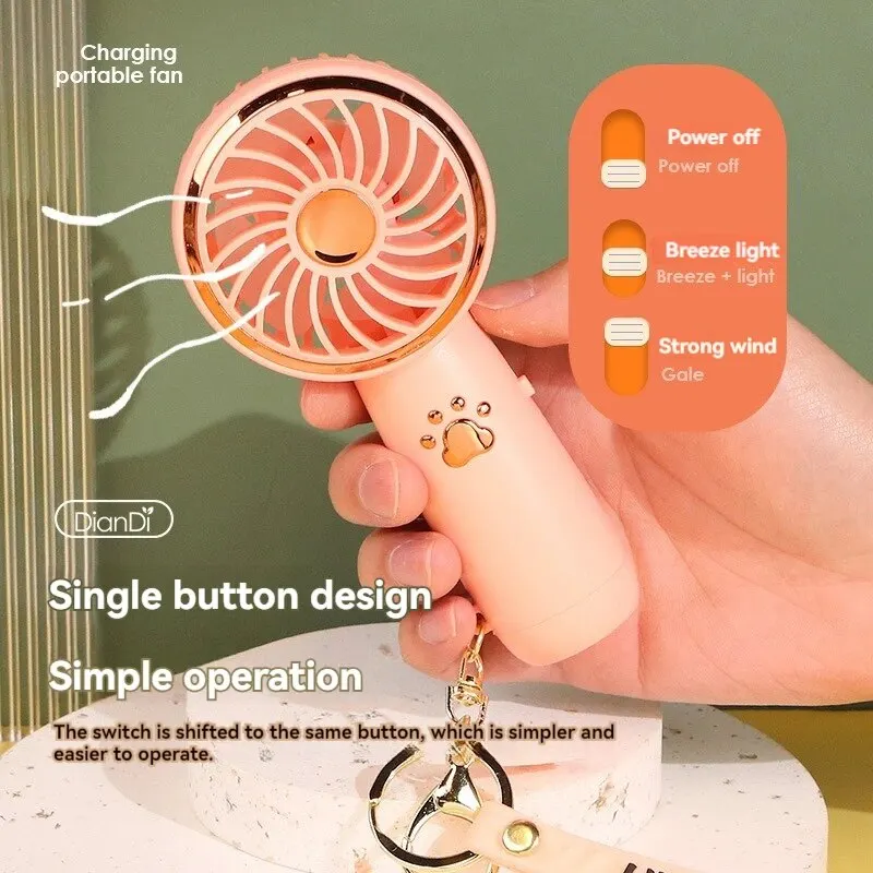 2024 Summer New Mini Mini Fan Cute Cartoon ricarica portatile USB Handheld Fan Student Outdoor Fan