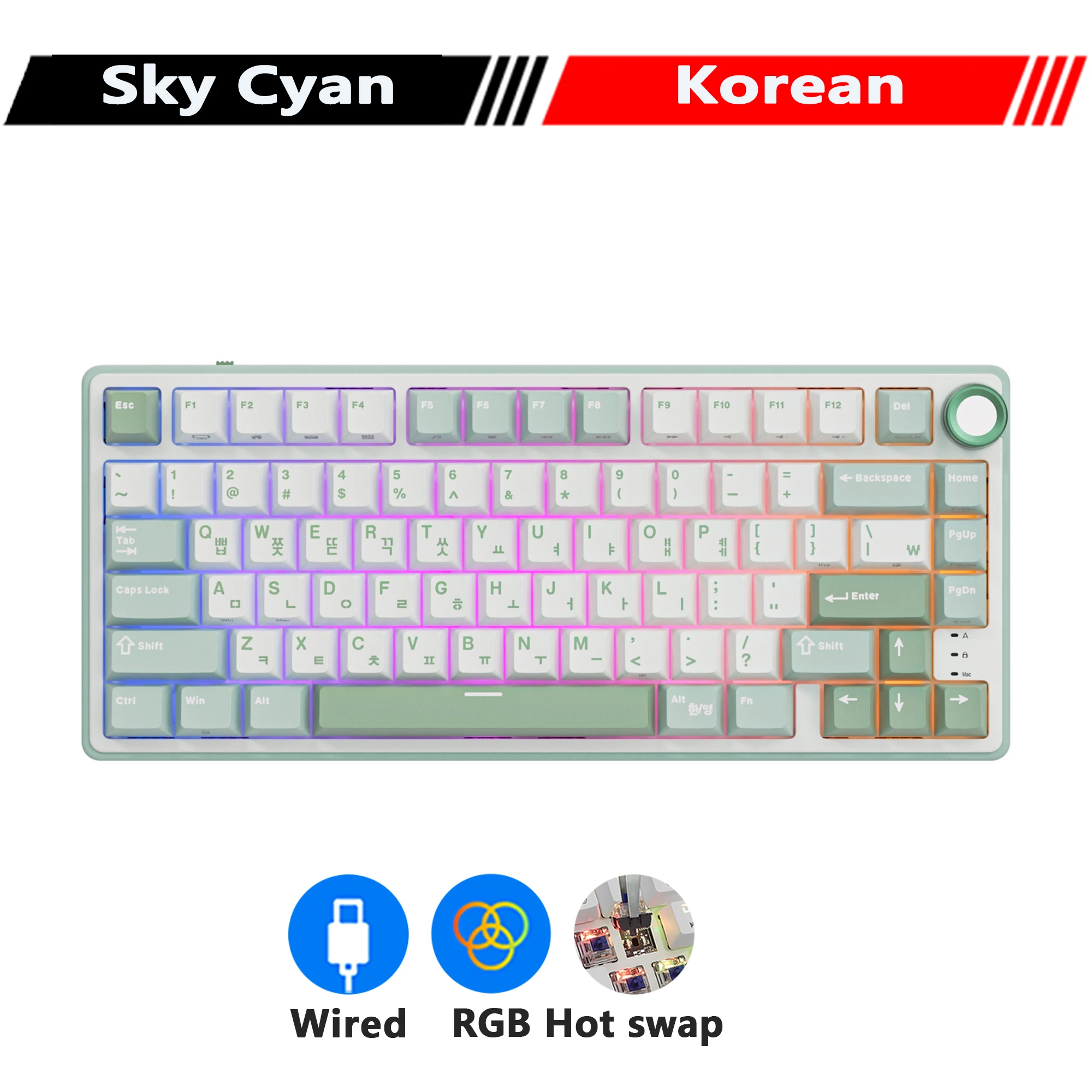 RK Royal Kludge R75 Gasket Mechanisch Toetsenbord 75% RGB Backlit Hot-swappable Bedraad Gamer-toetsenbord met PBT Keycaps Volumeknop