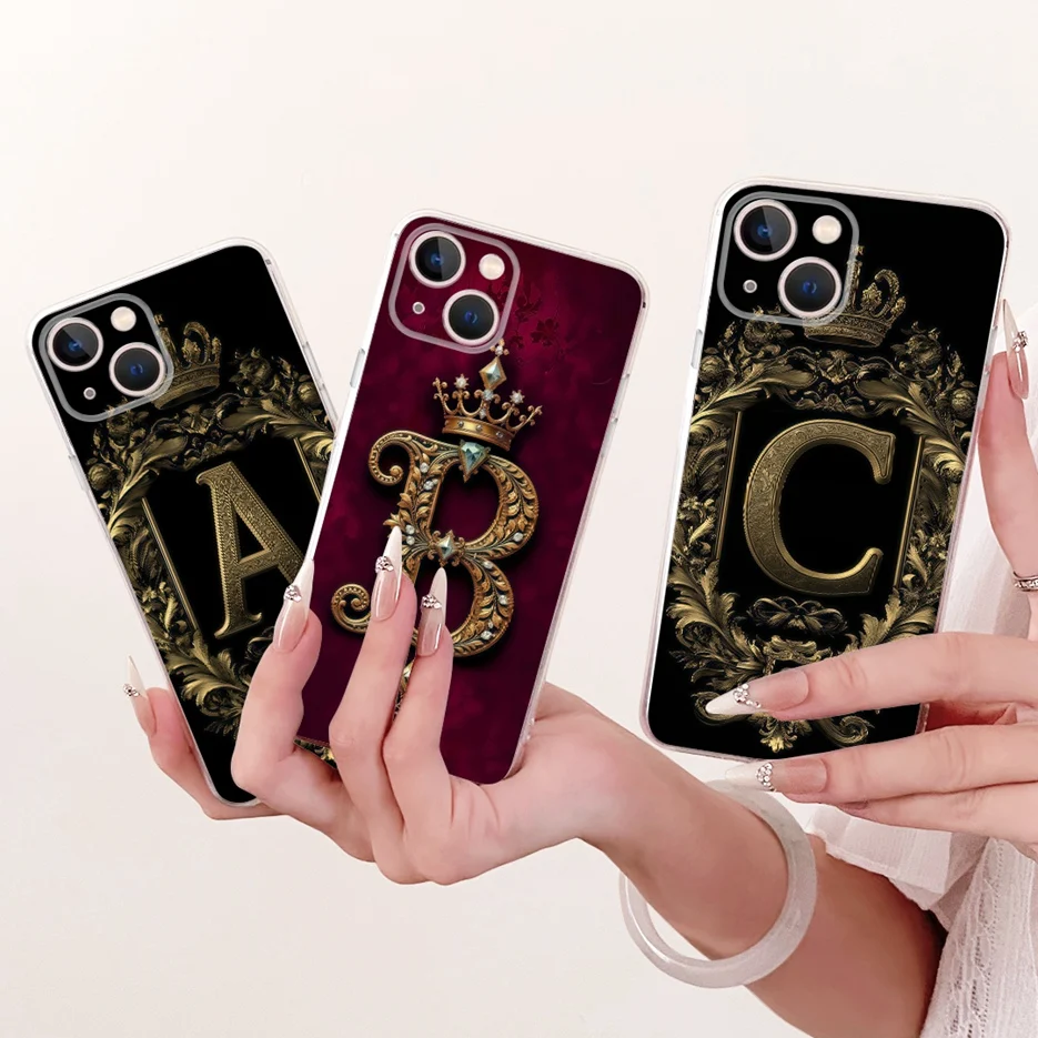 Funda para Apple iPhone 13 Pro, iPhone 13 Mini, con diseño de letras de lujo y corona, funda suave y delgada para iPhone 13 Pro Max, iPhone 13 Fundas