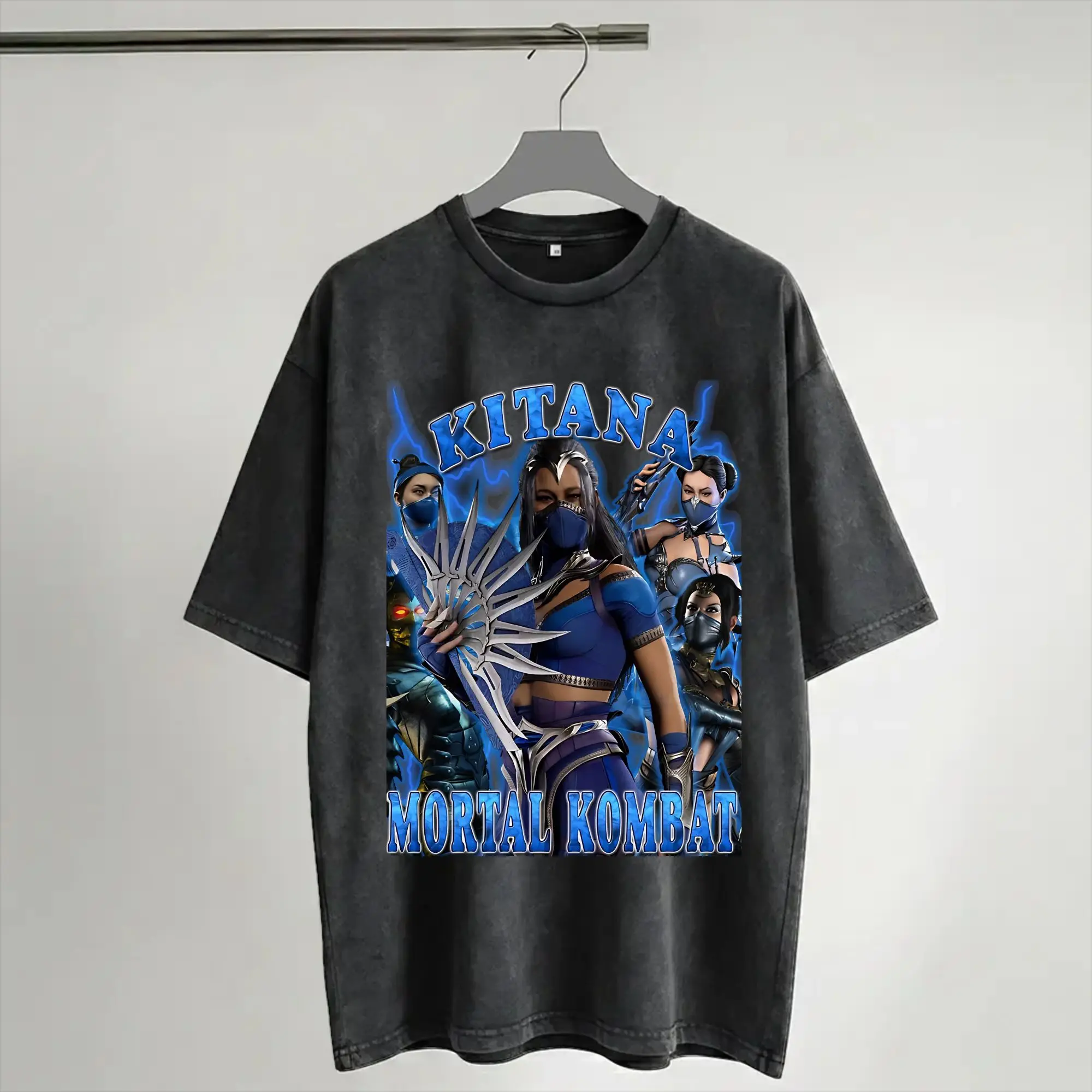 Kitana You Will Learn Respect Mortals Kombats Washed T Shirt Streetwear Hip Hop Cool T-Shirt  Tees Tops for Men Women