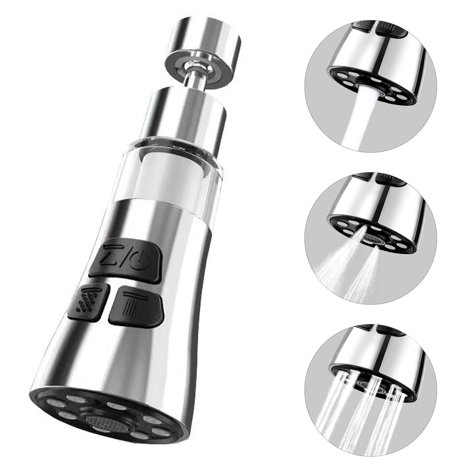 Pull Out Faucet Sprayer With Filter Kitchen Faucet Spout 3 Modes Spray Head Kitchen Sink 360 ° Rotate Aerator Chrome