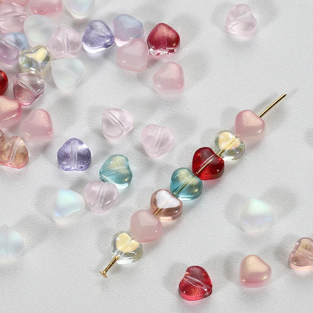 20 teile/los 6mm AB Farbe Herz Perlen Tschechische Glas Lose Spacer Perlen für Schmuck Machen Haarnadel Handgemachte Diy Zubehör