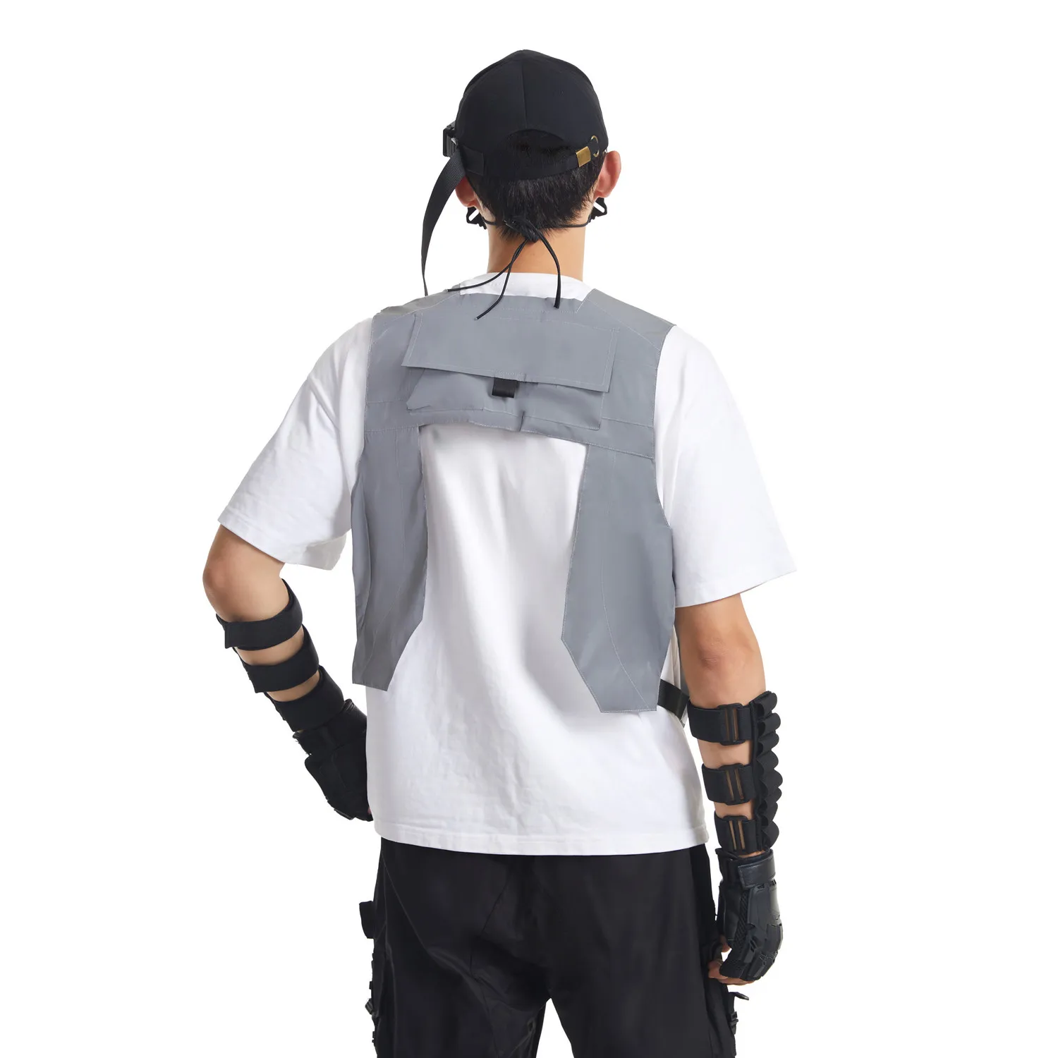 Women's Men's Tactical Function Reflective Multi-Pocket Waistcoat Unisex Casual Holographic Reflective Cargo Vest