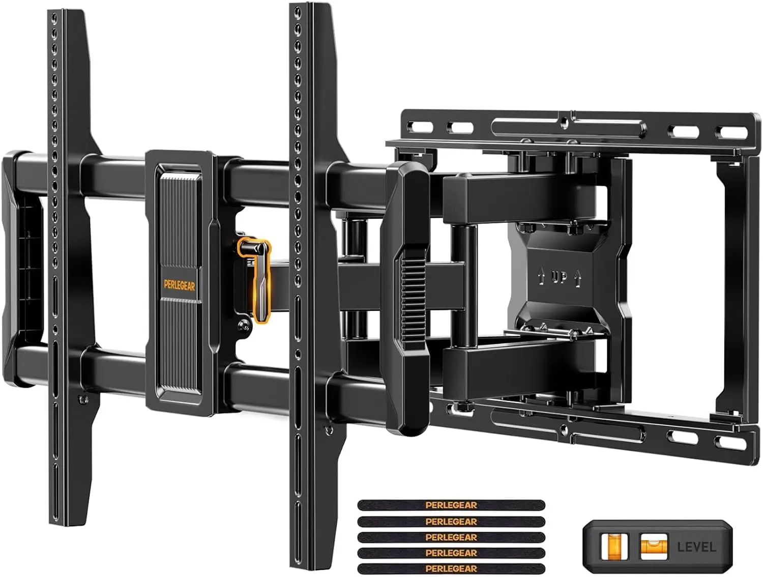 Perlegear UL-Listed Full Motion TV Wall Mount for 40–86 Inch Flat Curved TVs up to 132 lbs, 12″/16″ Wood Studs, TV Mount Bracket