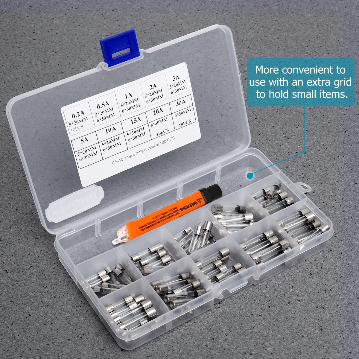 

100Pcs Car Fuse Assorted Kit Glass Tube 10 Different Ampere Values 0.2a 0.5a 1a 2a 3a 5a 10a 15a 20a 30a Easy Access