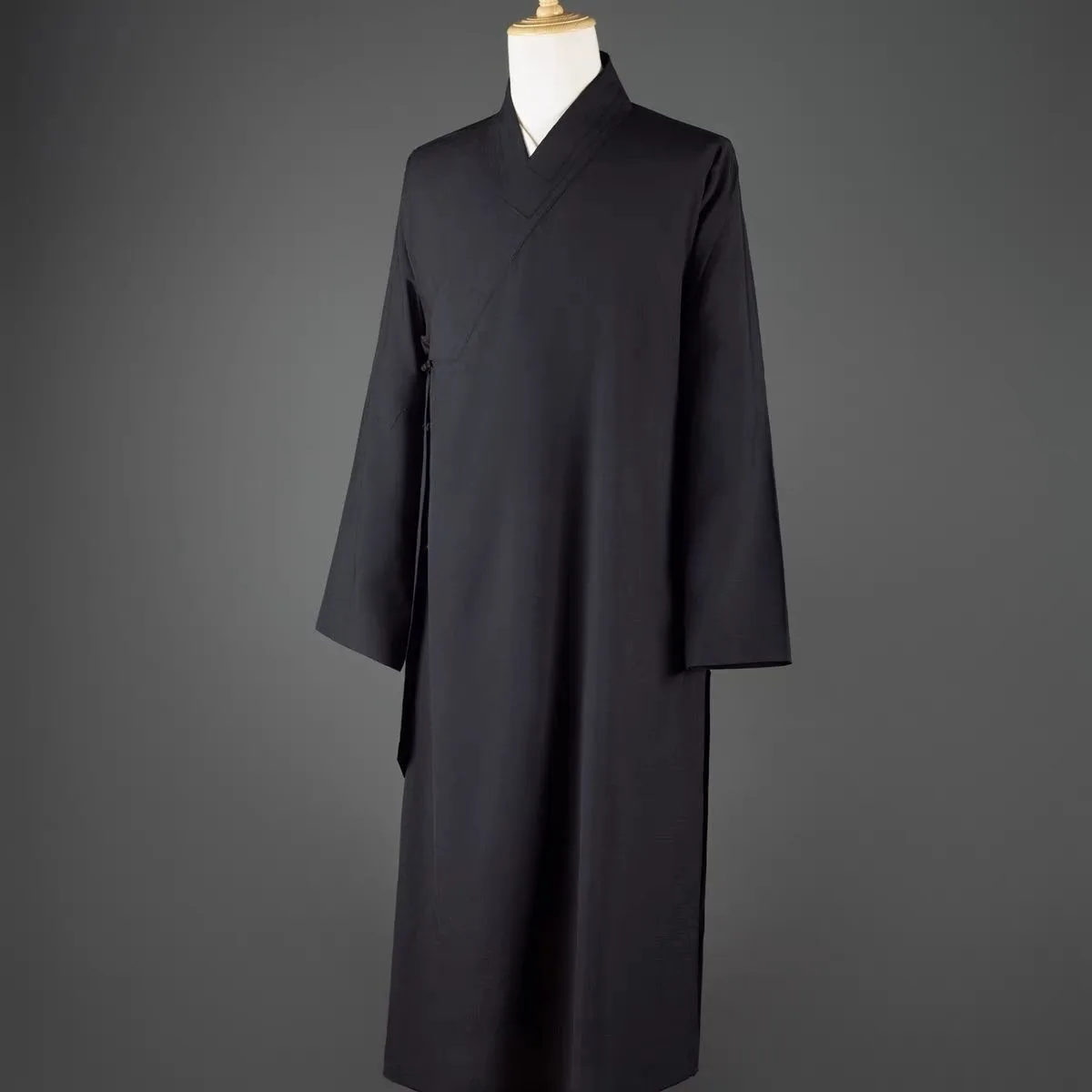 Taoist Practice Robe Set Diagonal Collar Design San Qing Taoist Robe Tai Chi Long Gown Navy Blue Taoist Supplies