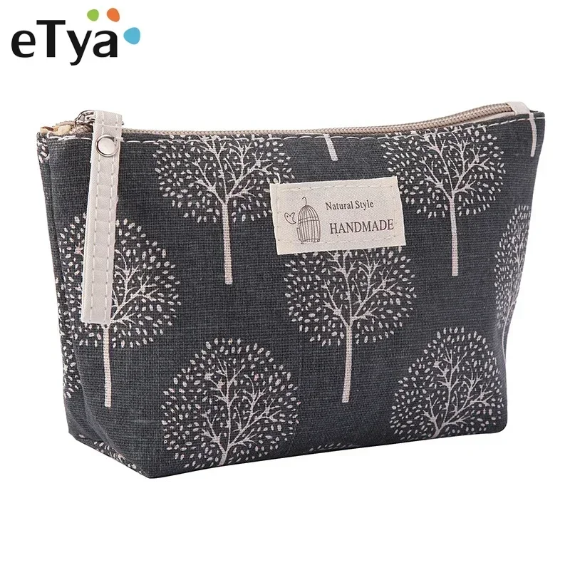 eTya Women Travel Cosmetic Bag Plaid Zipper Makeup Bag Phone Coin Money Handbag Female Purse Make Up Bags Beauty Organizer Pouch