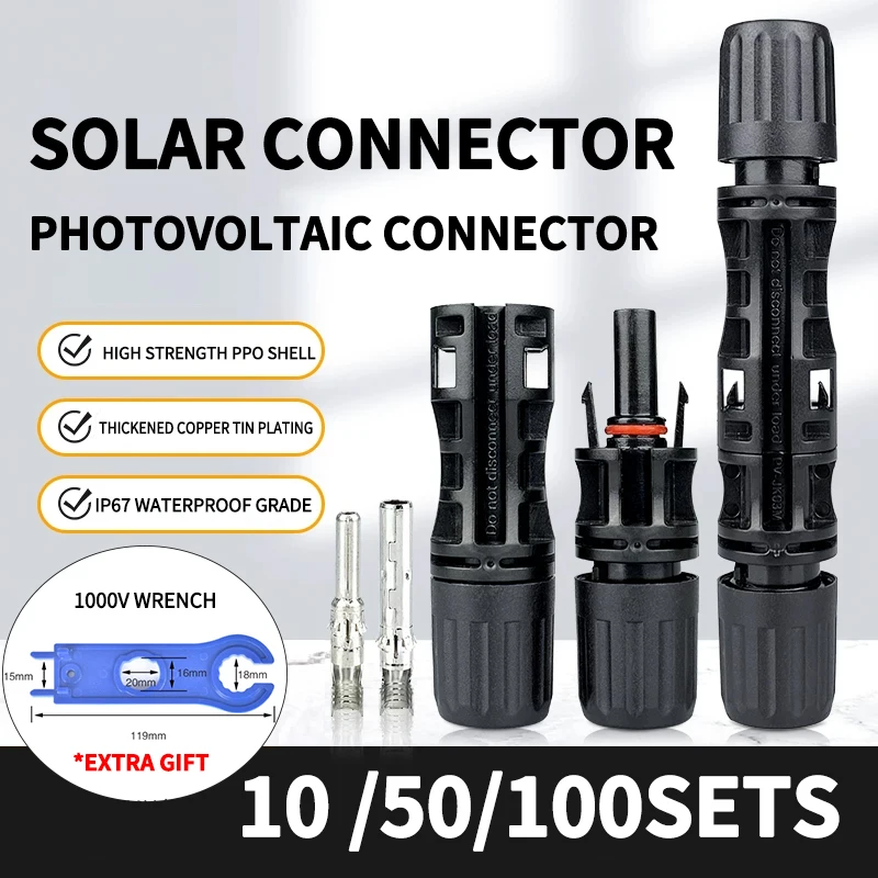 

10/50/100Sets Photovoltaic Connector Waterproof IP67 Male And Female Plug Solar Module Terminal Connector