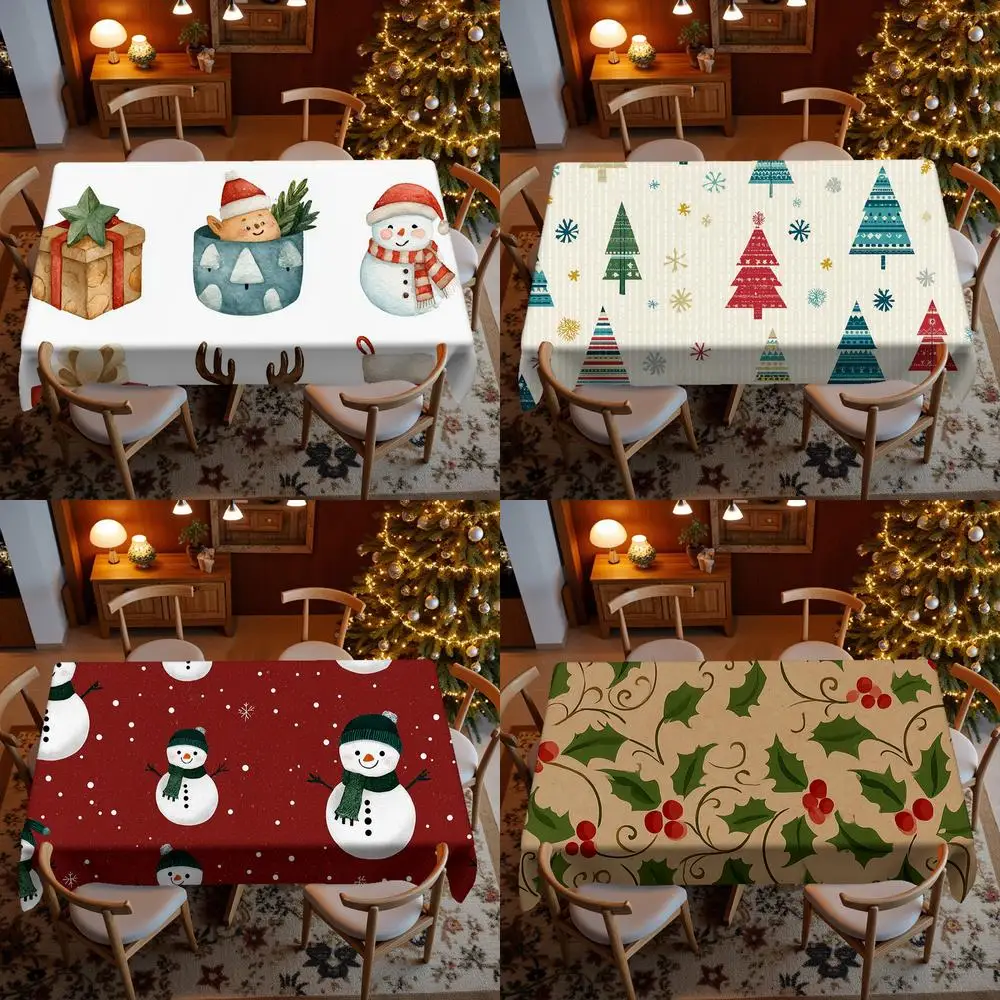 Christmas Green Branch Print Restaurant Kitchen Tablecloth Living Room Home Decoration Rectangular Party Decoration