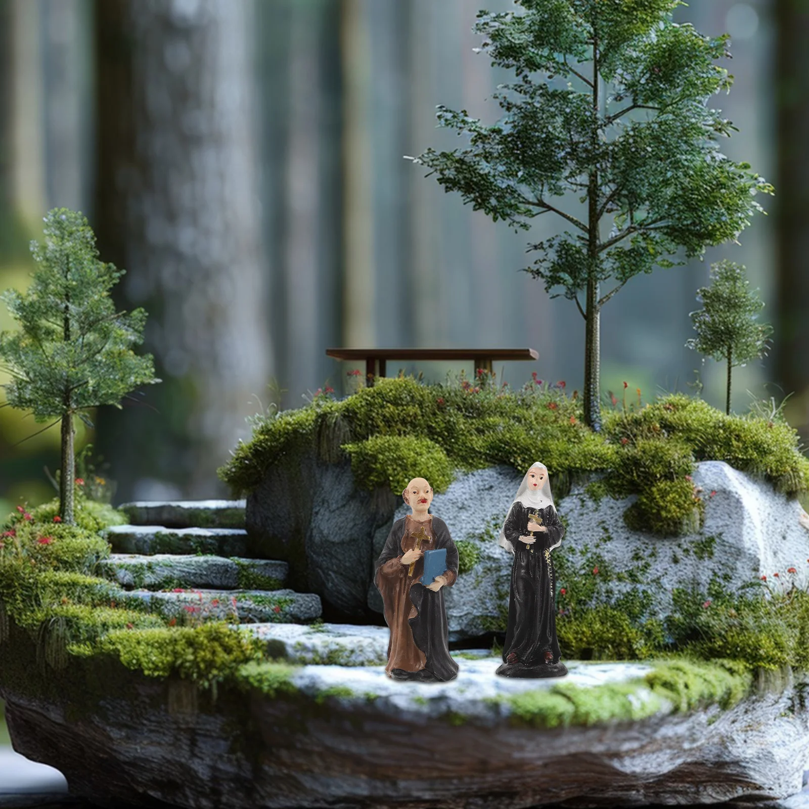 

4Pcs Catholic Statues Mini Resin Religious Figurines Durable Desktop Decoration Cake Toppers Mini Resin Statues